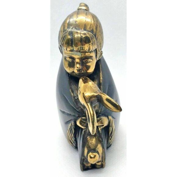 Lovely Vintage Original Suzanne Sablé Girl And Her Rabbit Bronze Sculpture - Picture 3 of 4